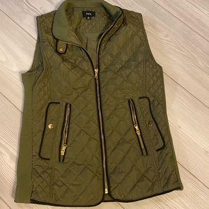 Olive Green Quilted Vest- Small